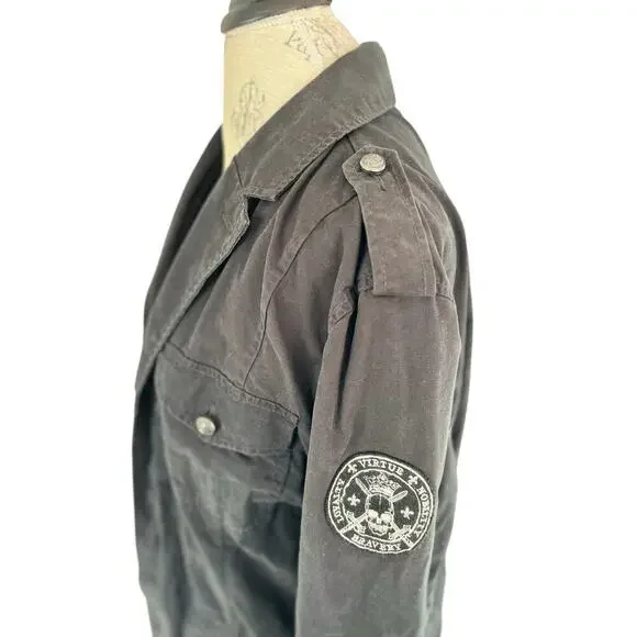 NWT $148 Express utility military style jacket, cotton, metal buttons, size L - Picture 4 of 13